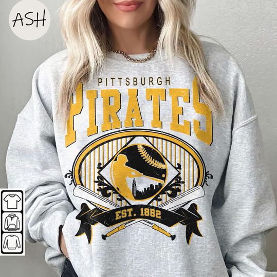 Discover Vintage 90s Style Pittsburgh Pirates Sweatshirt, Pittsburgh Baseball Crewneck, Pirates Shirt, Pittsburgh Football Fan Sweatshirt, MLB Shirt