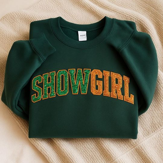 Discover Giltter Embroidered Showgirl Sweatshirt, Life of a Sweatshirt, Orange Show Girl Shirt, Showgirl Era Shirt, Showgirl Merch, ESL446