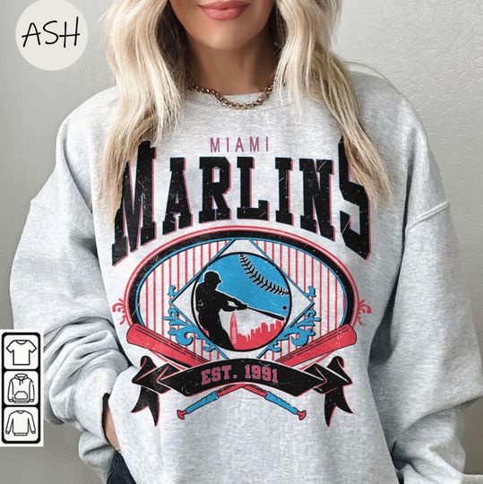 Vintage 90s Style Miami Marlins Baseball Sweatshirt, Miami Marlins Baseball Crewneck