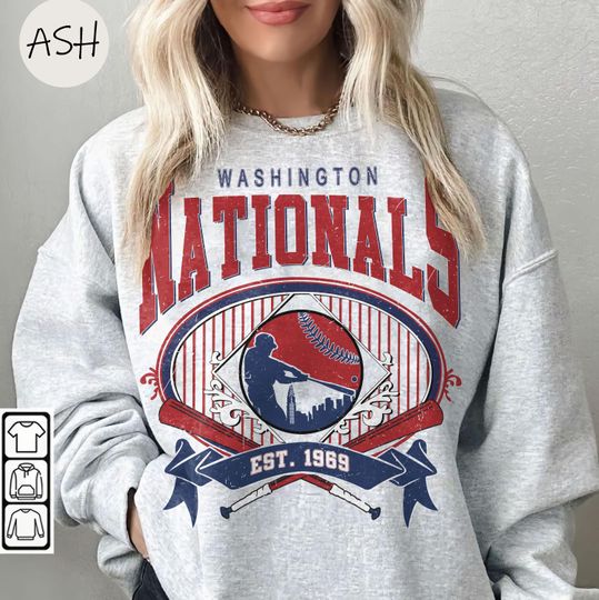 Discover Vintage 90s Style Washington Nationals Sweatshirt, Washington Baseball Crewneck, Nationals Shirt, W.N Football Fan Sweatshirt MLB Shirt