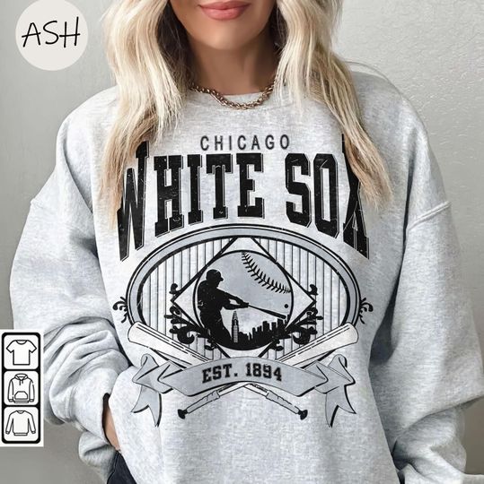 Vintage 90s Style Chicago Whitee Sox Baseball Sweatshirt, White Sox Baseball Crewneck
