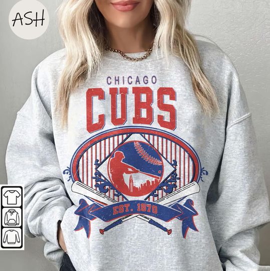 Discover Vintage 90s Style Chicago Cubs Baseball Sweatshirt, Chicago Cubs Crewneck, Sports Team Shirt, Baseball Fan Sweatshirt, MLB Shirt