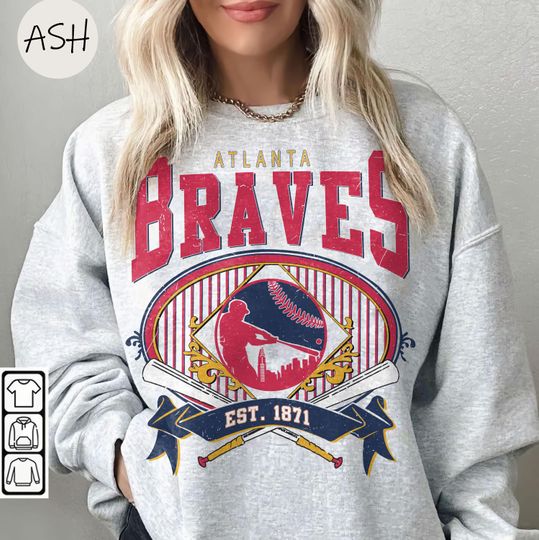 Discover Vintage 90s Style Atlanta Braves Baseball Sweatshirt, Atlanta Braves Crewneck, Sports Team Shirt, Baseball Fan Sweatshirt, MLB Shirt