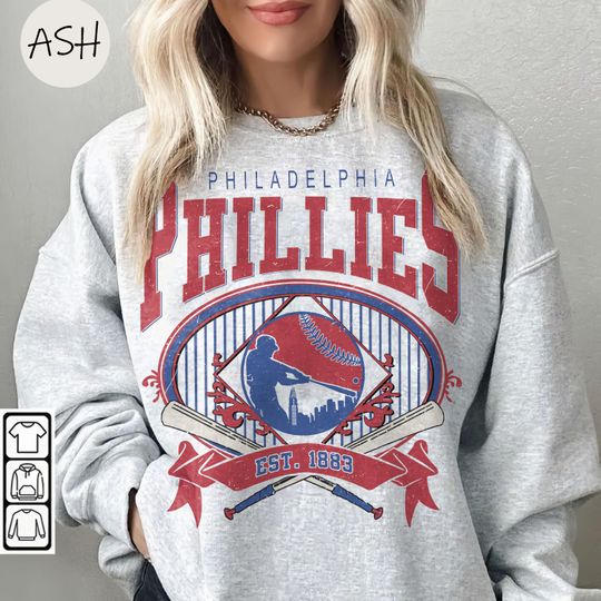 Vintage 90s Style Philadelaphia Phillies Sweatshirt, Phillies Baseball Crewneck