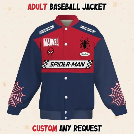 Discover Personalized Never Too Old For Spiderman Superhero Fan Gift Baseball Jacket
