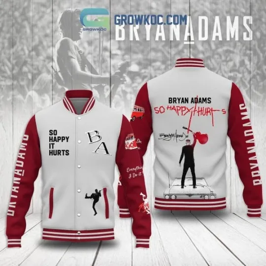 Discover So Happy Hurts Bry*an Adams Fan Baseball Jacket