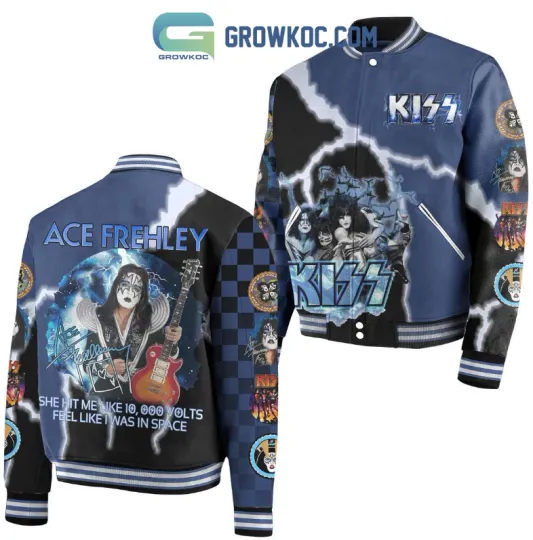 Kisses She Hit Me Like 10K Volts Ace Frehley Baseball Jacket