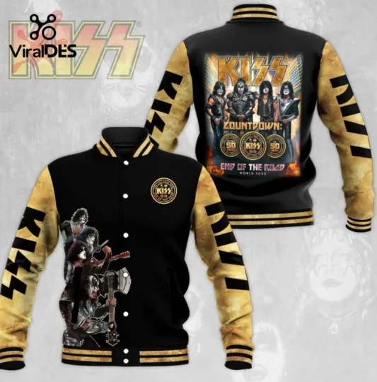 Discover World Tour Kiss Band End Of The Road Special Black Baseball Jacket