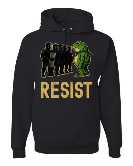 Discover Frogs Against Fascism, Portland Frog, Resist Frog, Protest Pullover Hoodie