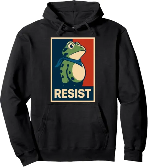 Discover Portland Frog Protest Resist - Portland Frog Activist Pullover Hoodie