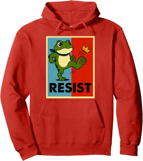 Discover Portland Frog Protest No Kings Animal Design Unisex Hoodie