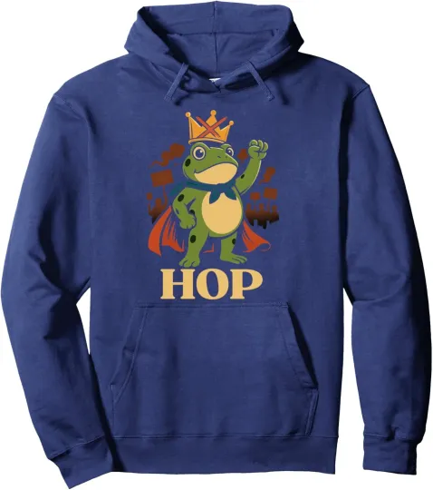 Discover Funny Portland Frog Hop Protest Resist Frog No Kings Unisex Hoodie