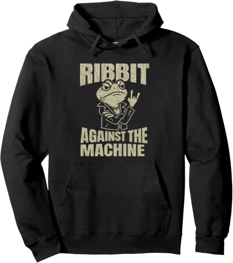 Discover Ribbit Against the Machine Funny portland frog resist Pullover Hoodie