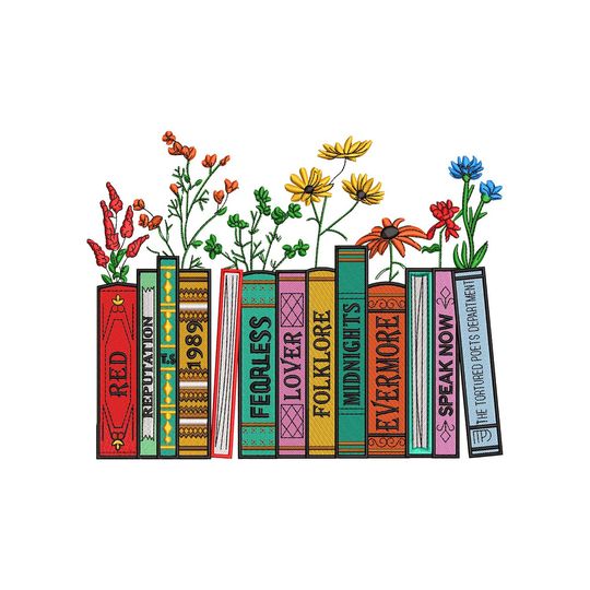 Discover taylor version Floral Books Embroidery Design | Music Songs Embroidery Design | Books Digitizing | Flowers Embroidery | Instant Download