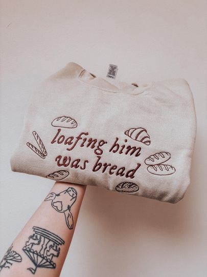 Discover Loafing Him Was Bread embroidered crewneck sweatshirt