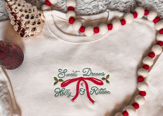 Discover Embroidered Christmas Sweatshirt // Sweet Dreams Holiday Sweater // Christmas Tree Farm