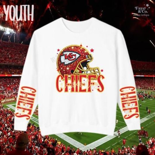 Faux Rhinestone & Embroidery Chiefs Helmet