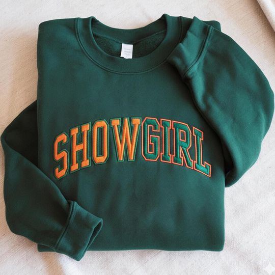EMBROIDERED Showgirl Era Sweatshirt, Life of a Showgirl Shirt, Orange Show Girl Shirt, Shirt for Concert, Showgirl Era Shirt, Showgirl Merch