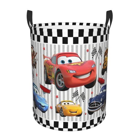 Discover Lightning McQueen Cars Movie Kid's Toy Baskets Bins Cute Organizer Storage Box For Playhouse