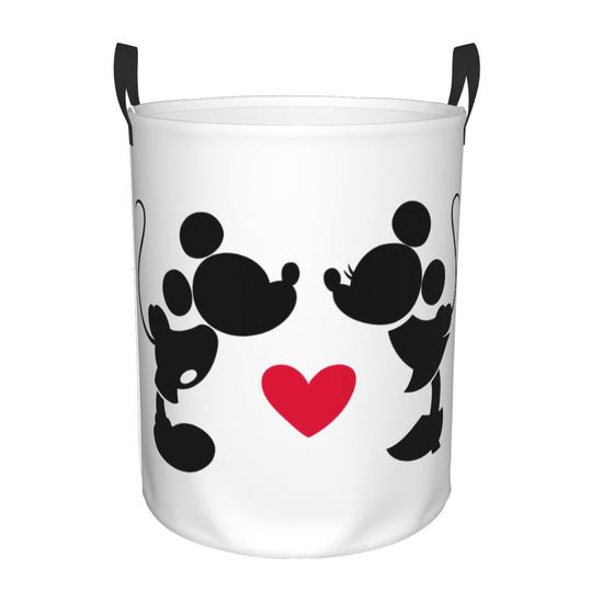 Discover Mickey And Minnie Wedding Kiss Hearts Laundry Hamper Baskets Playhouse Storage Basket for Toys with Easy Carry Handles