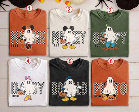 Discover Vintage Disney Checkered Halloween Shirt, Mickey And Friends Ghost Halloween Shirt, Disney Halloween Party Shirt, Disney Halloween Shirt