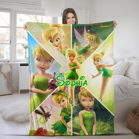 Discover Custom Tinkerbell Blanket, Tinkerbell Fleece Blanket, Tinkerbell Birthday Gift