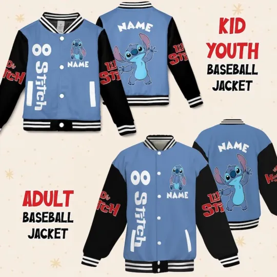 Personalized Stitch Ohana Means Family Lilo And Stitch Character Baseball Jacket