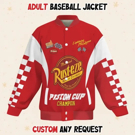 Discover Personalized Pixar Cars Lightning McQueen Piston Cup Winter Trip Baseball Jacket