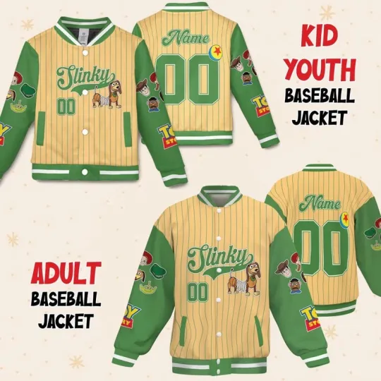Personalized Slinky Dog Toy Story Character Birthday Xmas Gift Baseball Jacket