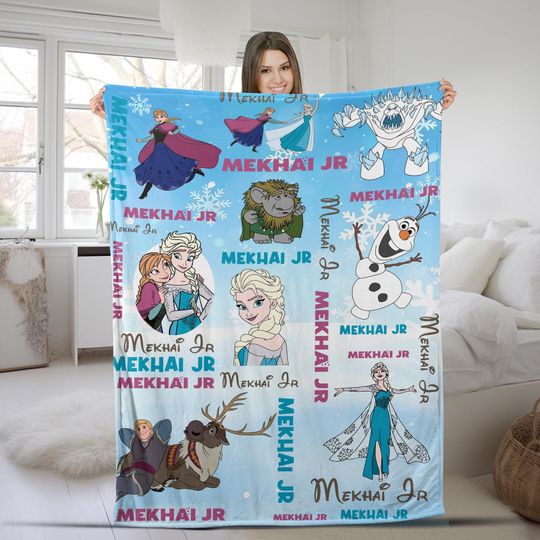 Discover Personalized Disney Frozen Blanket, Custom Name Disney Blanket, Princess Elsa Blanket, Disney Birthday Girl Gift, Kids Disney Blanket SKZW12