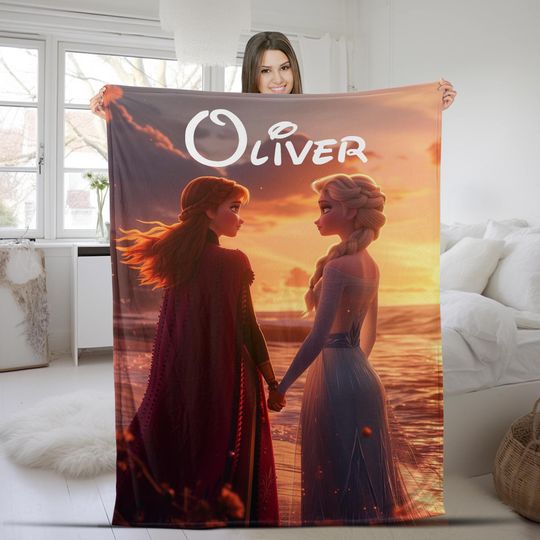 Discover Personalized Disney Frozen Blanket, Custom Name Disney Blanket, Princess Elsa Blanket, Disney Birthday Girl Gift, Kids Disney Blanket SKZW13