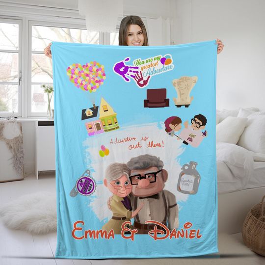 Discover Personalized Carl And Ellie Blanket, Disney Pixar Up Adventure Is Out There, Disney Couples Matching Blanket, Valentines Day Gifts SKZU16