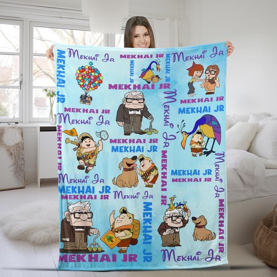 Discover Custom Watercolor Disney Pixar Up Movie Blanket, Adventure Is Out There Carl And Ellie Couples Valentine's Day, Up House Balloons SKZU14