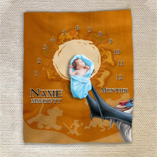 Discover Lion King Inspired Baby Milestone Blanket/Disney Lion King Milestone Blanket/Personalized Blanket/Growth Tracker Baby Name Blanket OGVI03