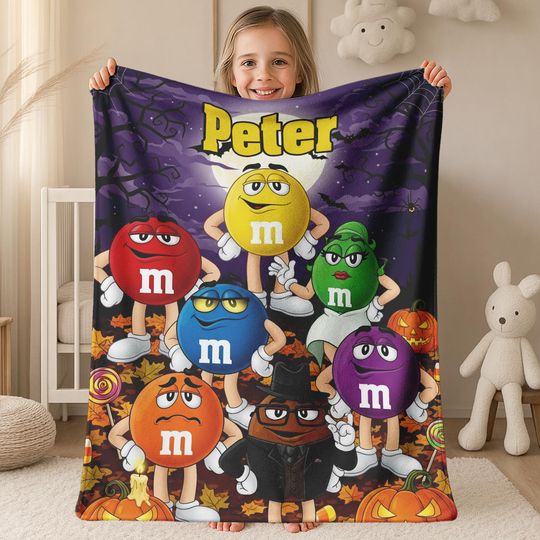 Discover M And M Candy Blanket, Personalized M&M's World Blanket, M And M Family Blanket, Family Blanket Gift, Bed Couch Sofa Blanket AXIC19