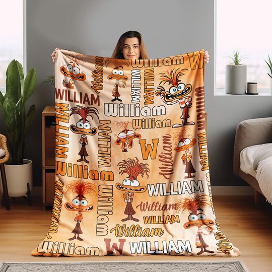 Discover Custom Disney Inside Out Blanket, Custom Name Emotions Inside Out Birthday Girl Gift, Disneyland Birthday Boy Decor UM4W11