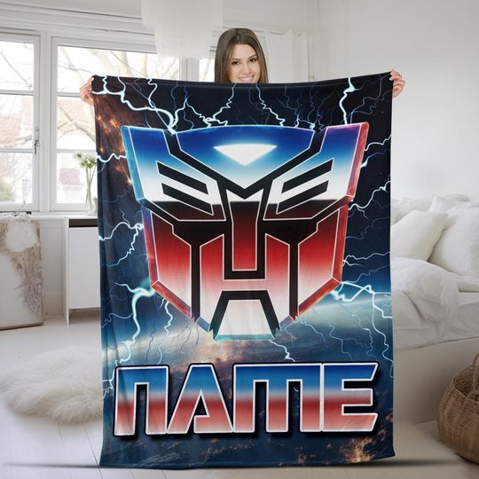 Custom Transformer Blanket, Personalized Robot Blankets, Boy Bed Room Blanket