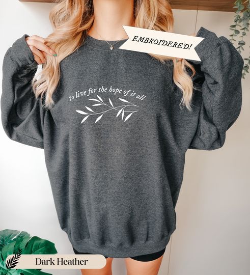 Discover the to live for embroidered crewneck sweatshirt, minimalist botanical embroidery