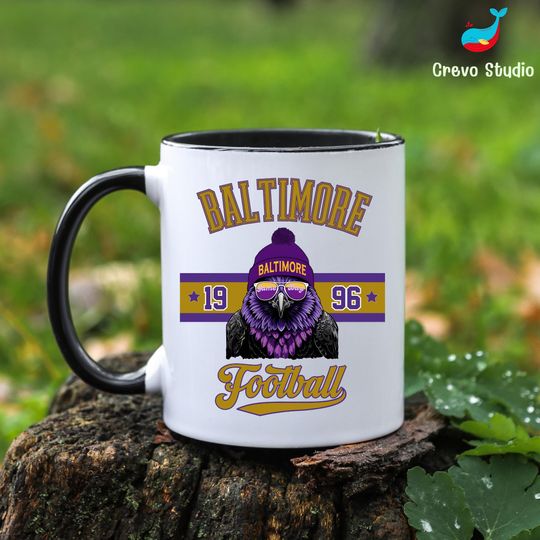 Discover Baltimore Football Mug, Personalized Raven Coffee Cup, Custom Fan Gift Mug