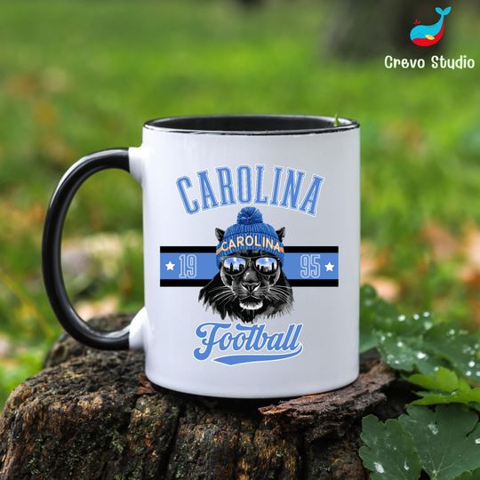 Discover Carolina Football Mug, Personalized Panther Coffee Cup, Custom Fan Gift Mug