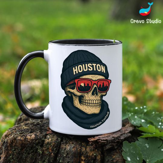 Personalized Houston Football Skull Texans Mug, Coffee Cup Gift, Gift for Fan