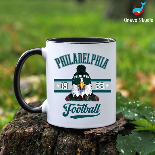 Discover Philadelphia Football Mug, Personalized Eagles Coffee Cup, Custom Fan Gift Mug