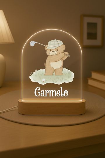 Discover Personalized Golf Bear Night Light Nursery Decor