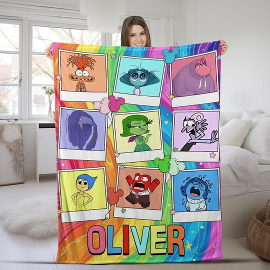 Discover Personalized Disney Inside Out Blanket, Inside Out 2 Movie Emotions, Joy Sadness Anger Disgust Fear Anxiety Envy Embarrassment Ennui SKYR19
