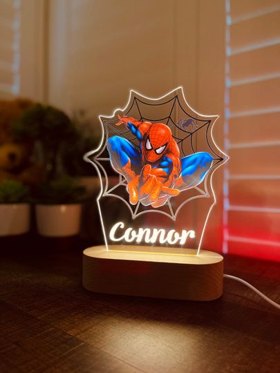 Discover Personalized Spiderman Night Light: Kids Room Decor