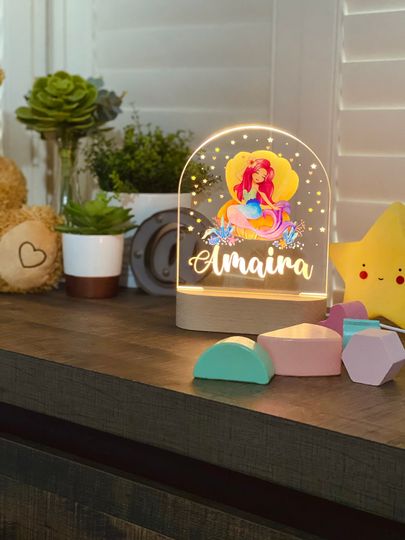 Discover Personalized Mermaid Night Light - Kids Nursery Decor
