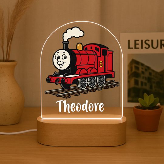 Discover Personalised James Tank Engine Night Light - Kids' Nursery Decor, Bedside Lamp