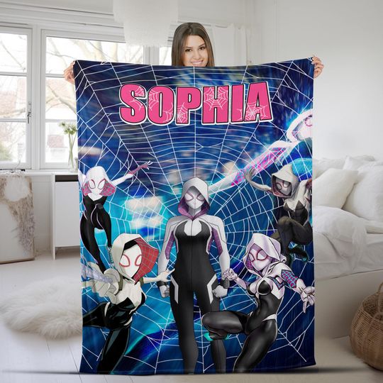 Spider Gwen Blanket, Spidey Backdrop Blanket, Spidey Birthday Bedroom Birthday Gift