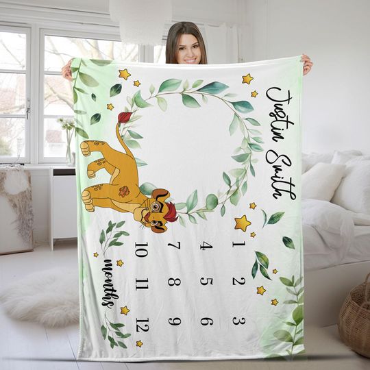 Discover Lion King Inspired Baby Milestone Blanket,Disney Lion King Milestone Blanket,Personalized Blanket,Growth Tracker Baby Name Blanket UNV507