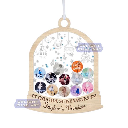 Discover taylor version Ornament Shaker, In This House We Listen to Tay.lor's Version, Merry Swiftmas Eras Tour Taylor Album Ornament, In My Showgirl Era